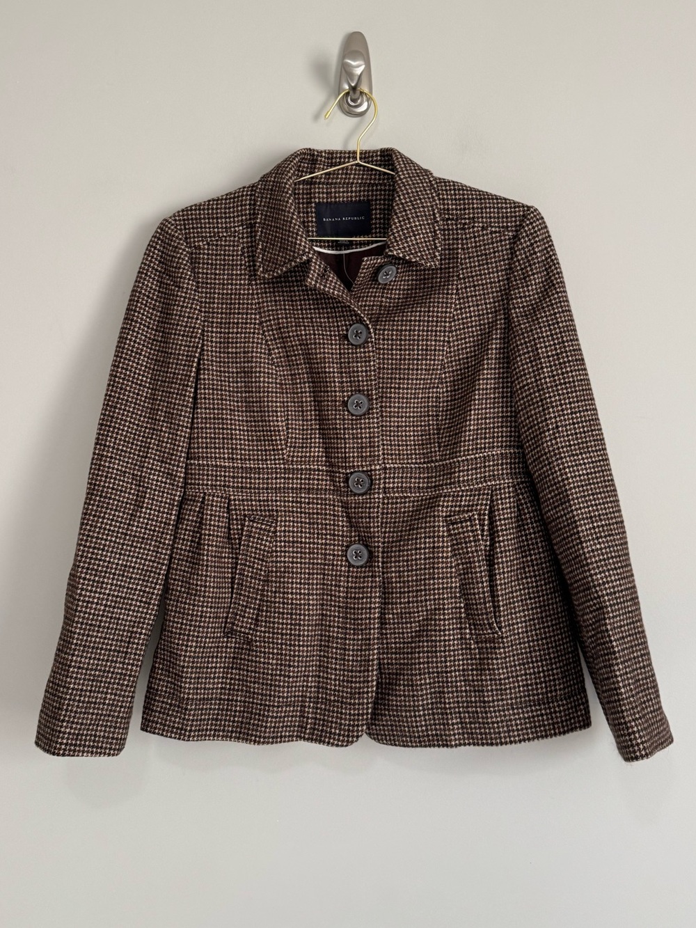 Banana Republic Wool Blend Houndstooth Jacket